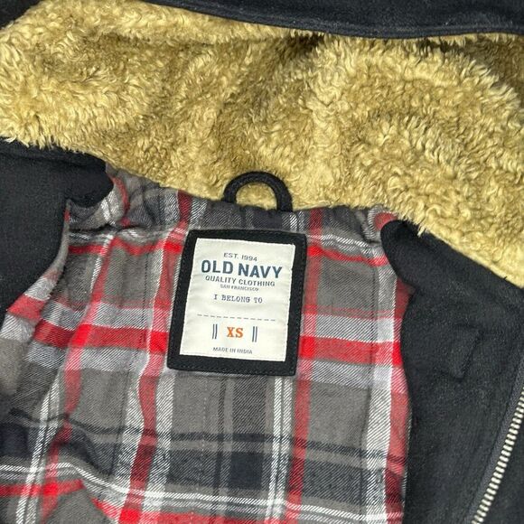 OLD NAVY Boys Hooded Black Wool Blend Toggle Zip Coat Size XS - Picture 6 of 6